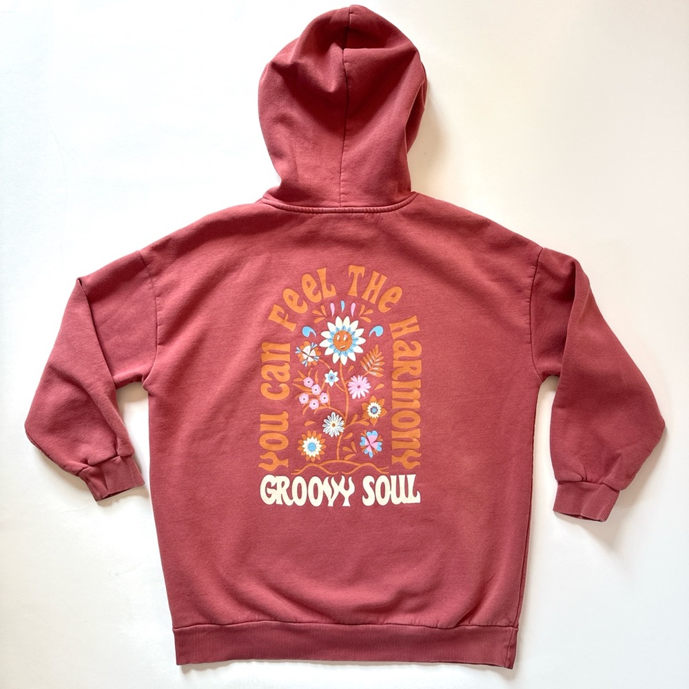 Groovy Soul Floral Graphic Hoodie - Rose Pink